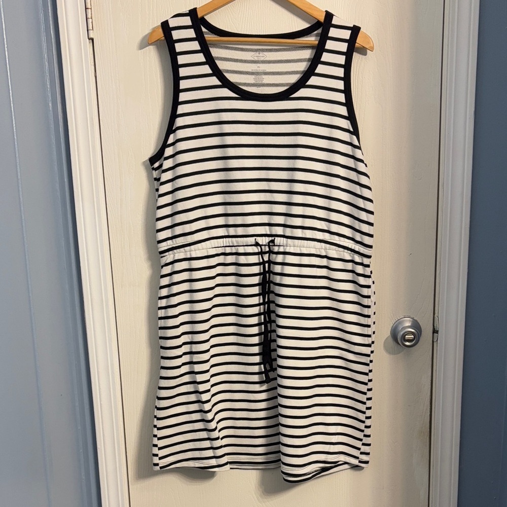 St. John's Bay Black & White Striped Midi Dress